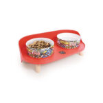M-Pets Altitude Urban Style Standlı İkili Kedi ve Köpek Mama ve Su Kabı Kırmızı 450 Ml - Görsel 3