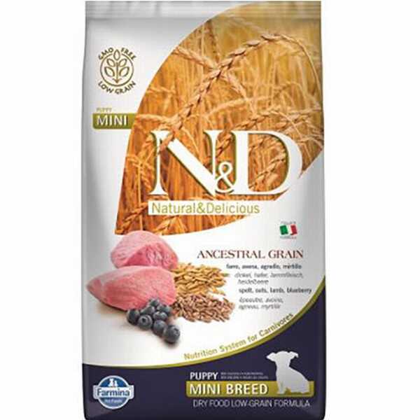 nd-ancestral-grain-mini-puppy-kuzulu-yaban-mersinli-kucuk-irk-dusuk-tahilli-yavru-kopek-mamasi-25-kg-yavru-kpek-mamas-nd-929195-48-B N&D Ancestral Grain Mini Puppy Kuzulu Yaban Mersinli Küçük Irk Düşük Tahıllı Yavru Köpek Maması 2,5 Kg - Görsel 1