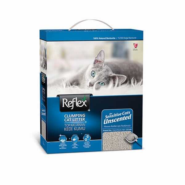 reflex-sensitive-unscented-kokusuz-topaklanan-kedi-kumu-10-lt-doal-bentonit-kedi-kumu-reflex-918041-49-B Reflex Sensitive Unscented Kokusuz Topaklanan Kedi Kumu 10 Lt - Görsel 1